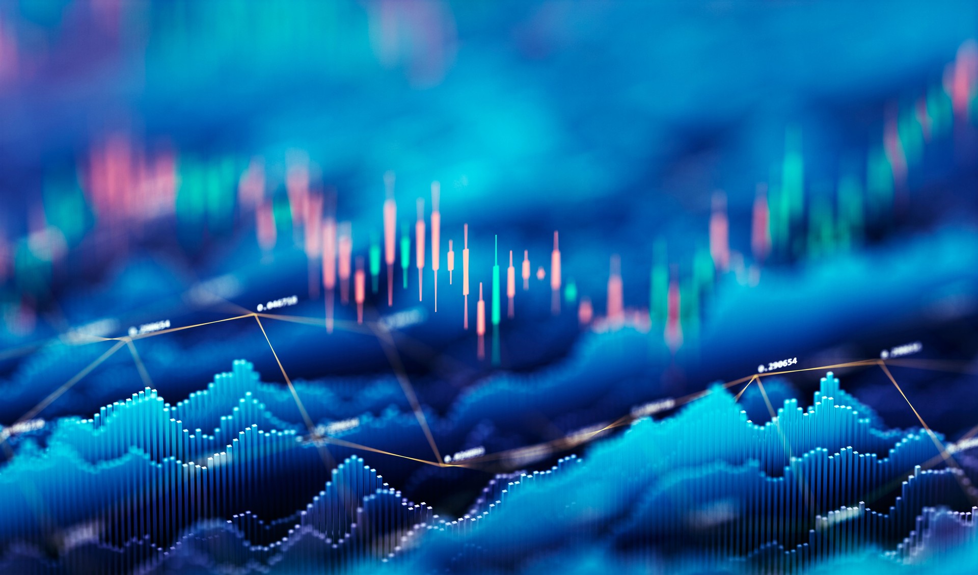Abstract Financial Data Visualization with Digital Stock Market Graphs